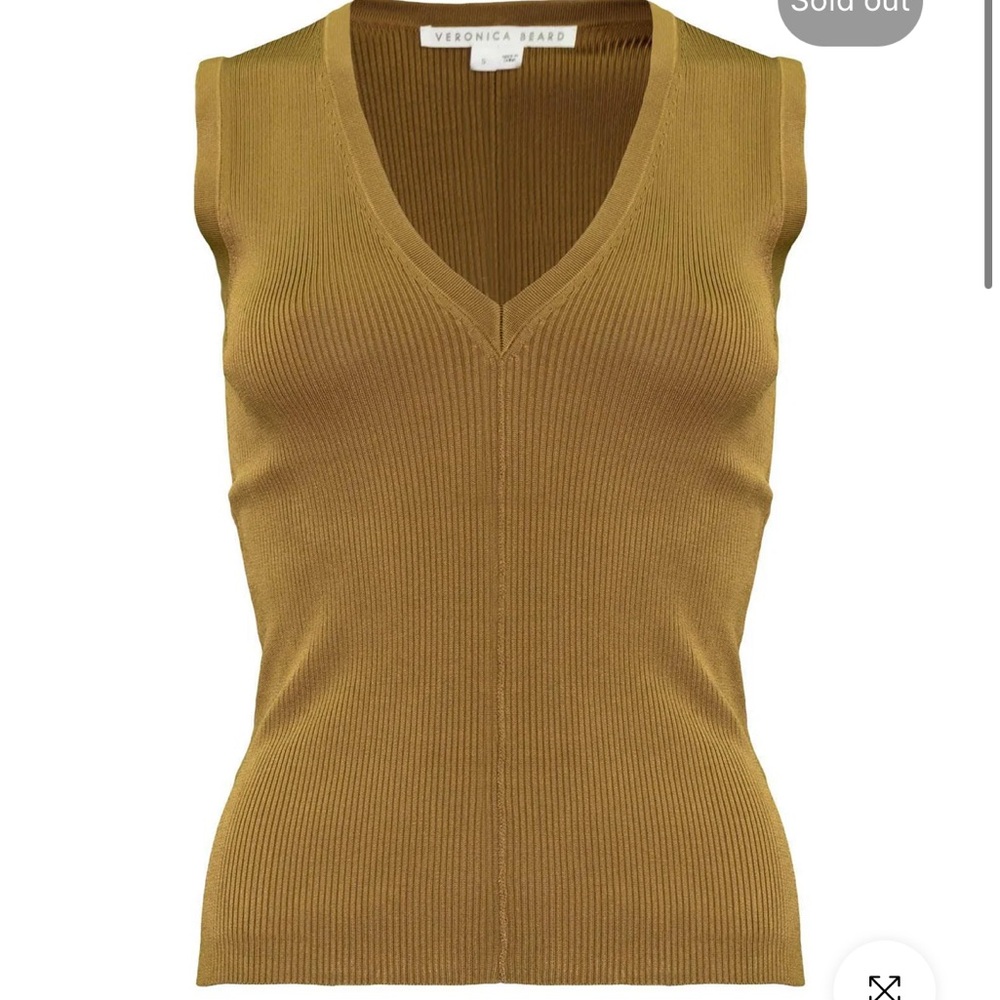 Veronica Beard Brie Sleeveless Shell Bronze/Brown V-Neck Top. XS. NWT.